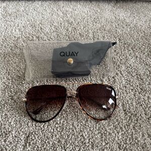 Quay Australia Tortoiseshell Aviator Sunglasses - Brown Lenses